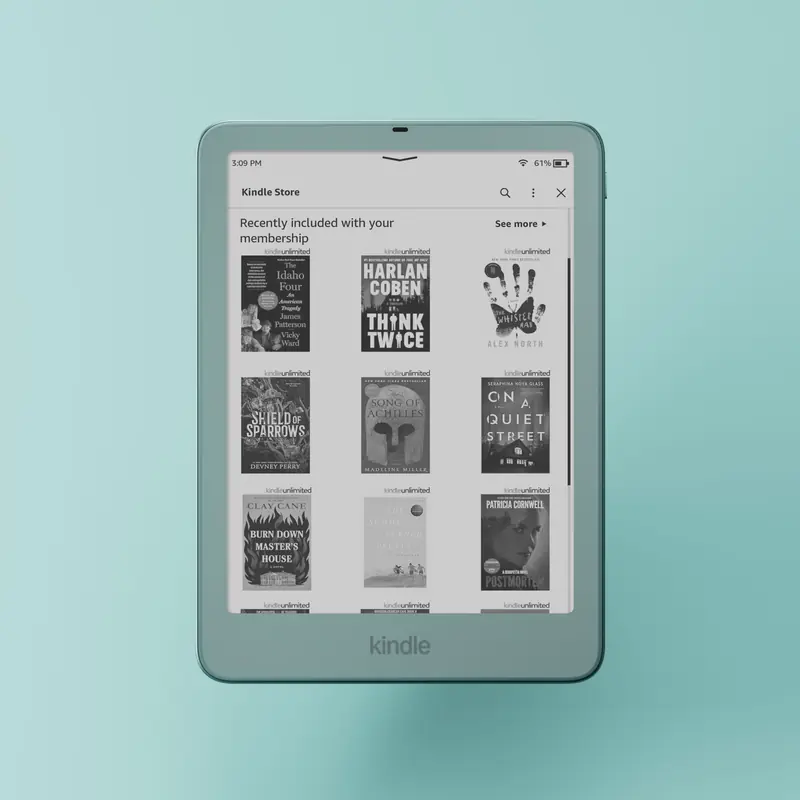 A Kindle showing the Kindle Store with Kindle Unlimited titles